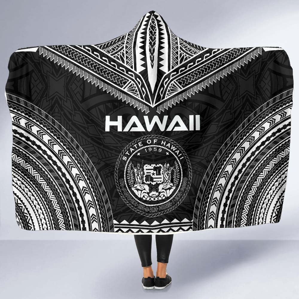 Hawaii Polynesian Chief Hooded Blanket - Black Version