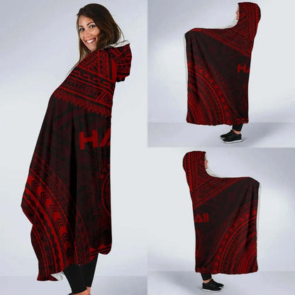 Hawaii Polynesian Chief Hooded Blanket - Red Version