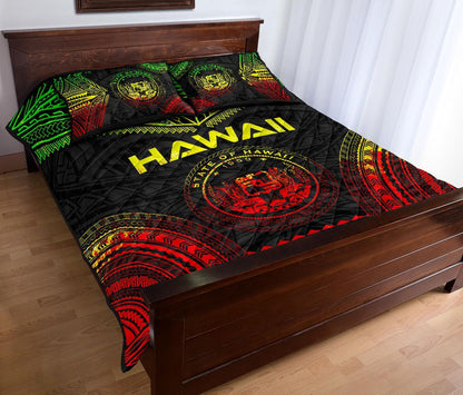Hawaii Polynesian Chief Quilt Bed Set - Hawaii Seal Polynesian Tattoo Reggae Version