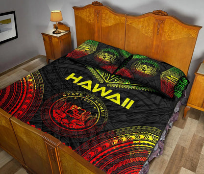 Hawaii Polynesian Chief Quilt Bed Set - Hawaii Seal Polynesian Tattoo Reggae Version