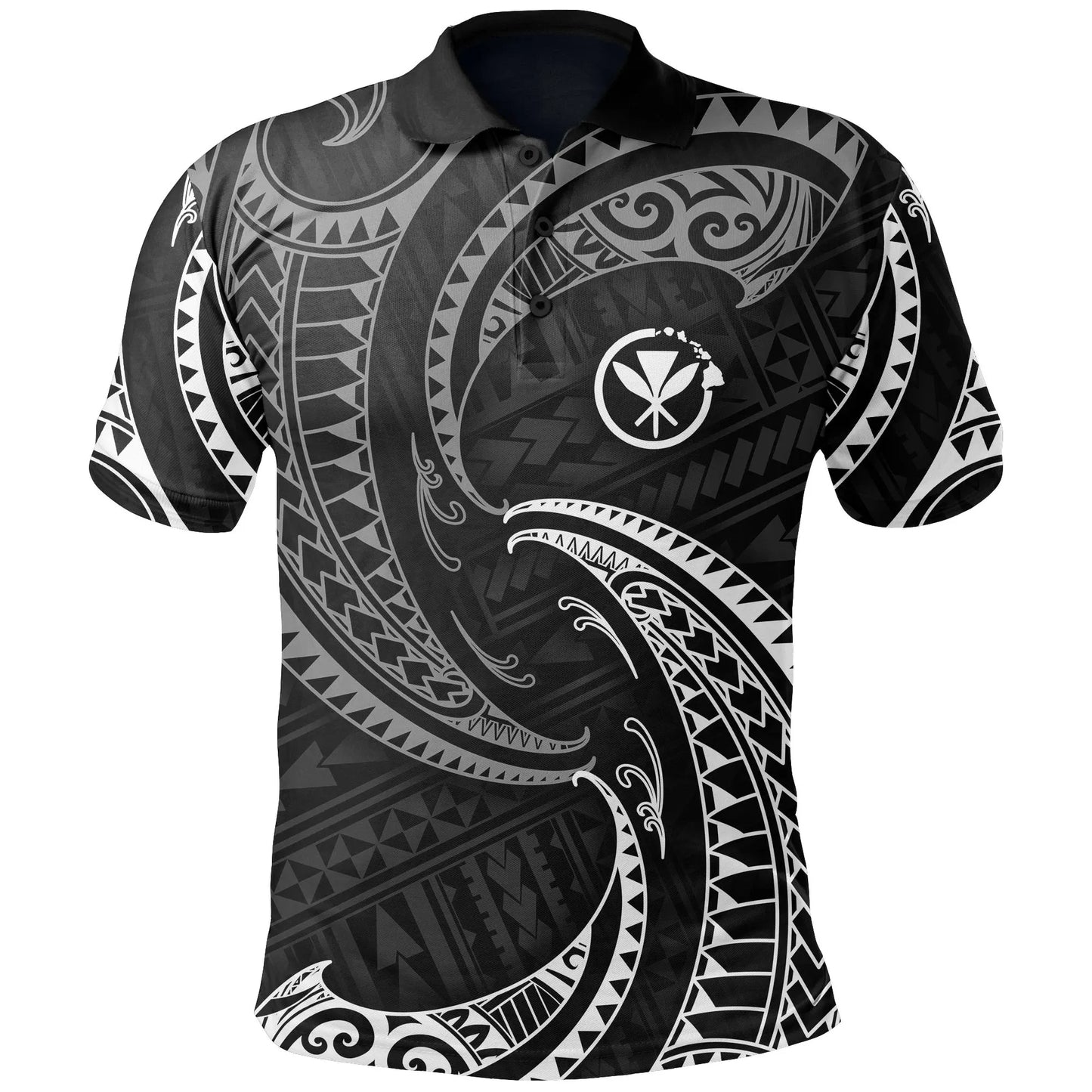 Hawaii Polynesian Custom Personalised Polo Shirt - White Tribal Wave