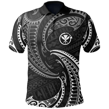 Hawaii Polynesian Custom Personalised Polo Shirt - White Tribal Wave