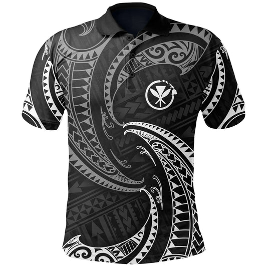 Hawaii Polynesian Custom Personalised Polo Shirt - White Tribal Wave