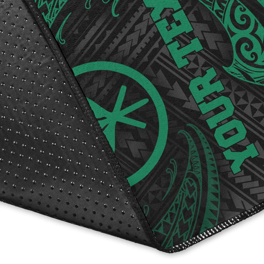 Hawaii Polynesian Custom Personalised Area Rug - Green Tribal Wave