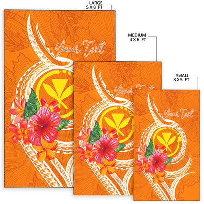 Hawaii Polynesian Custom Personalised Area Rug - Orange Floral With Seal