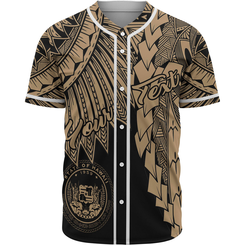 Hawaii Polynesian Custom Personalised Baseball Shirt - Tribal Wave Tattoo Gold