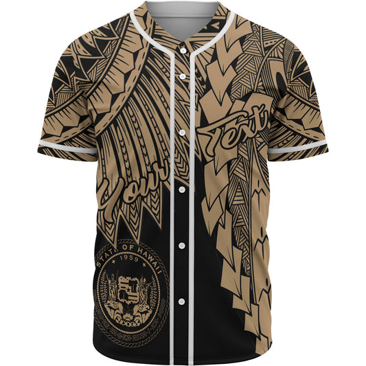 Hawaii Polynesian Custom Personalised Baseball Shirt - Tribal Wave Tattoo Gold