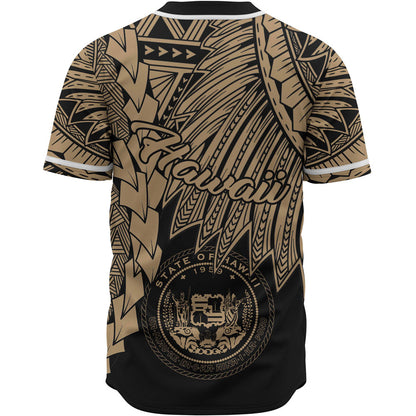 Hawaii Polynesian Custom Personalised Baseball Shirt - Tribal Wave Tattoo Gold