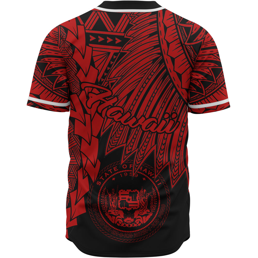 Hawaii Polynesian Custom Personalised Baseball Shirt - Tribal Wave Tattoo Red