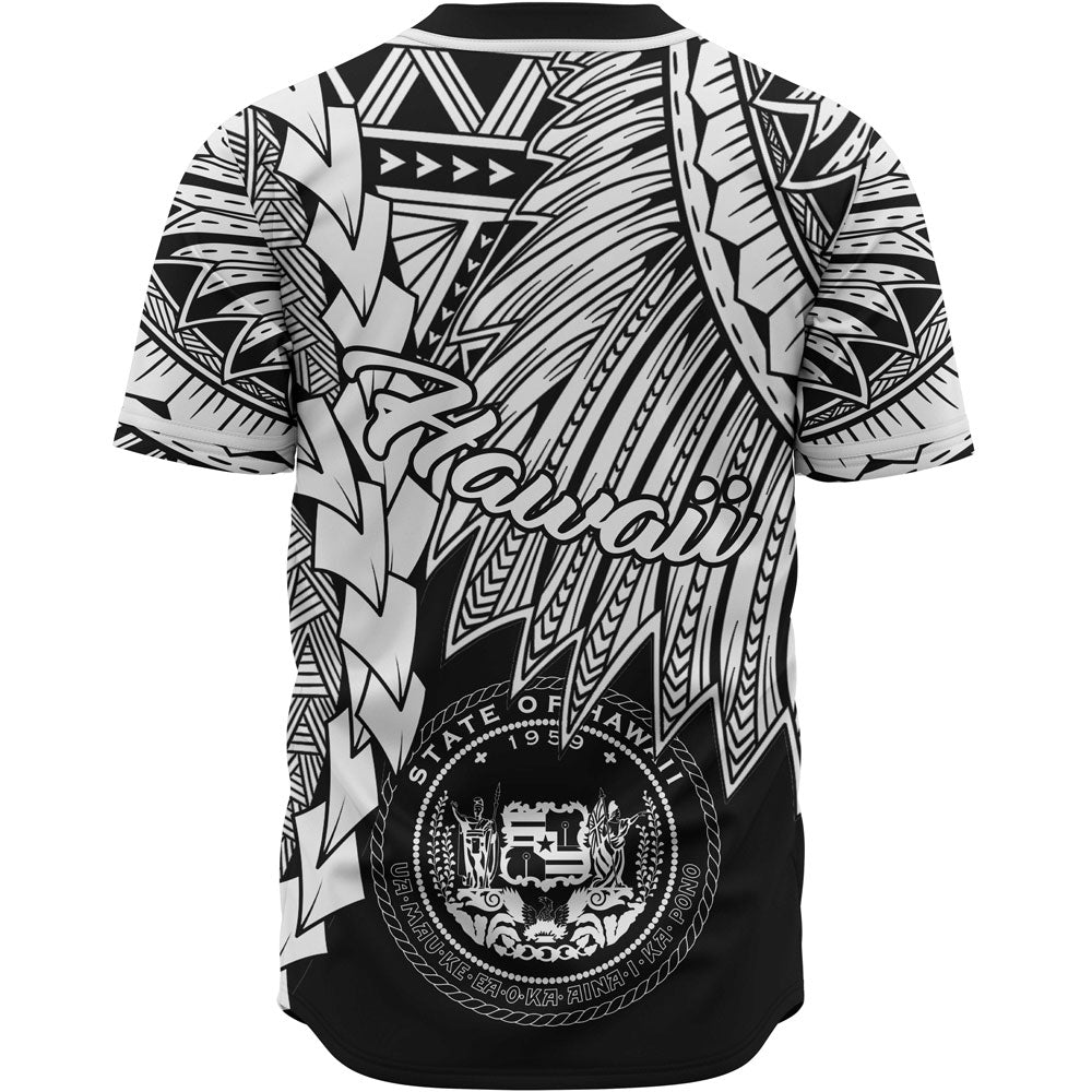 Hawaii Polynesian Custom Personalised Baseball Shirt - Tribal Wave Tattoo White