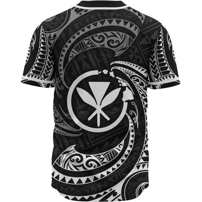 Hawaii Polynesian Custom Personalised Baseball Shirt - White Tribal Wave
