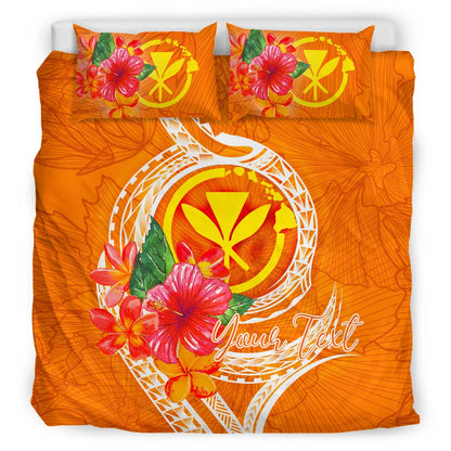 Hawaii Polynesian Custom Personalised Bedding Set - Orange Floral With Seal