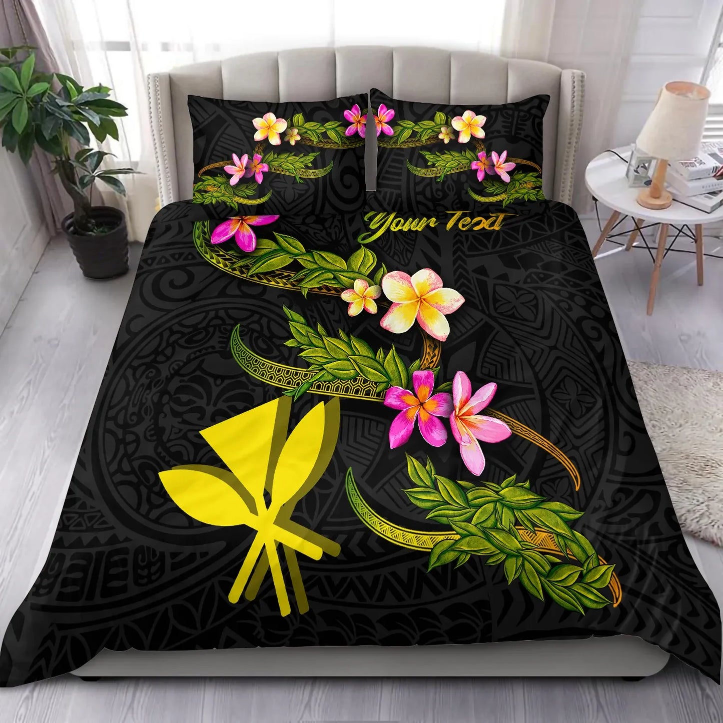 Hawaii Polynesian Custom Personalised Bedding Set - Plumeria Tribal