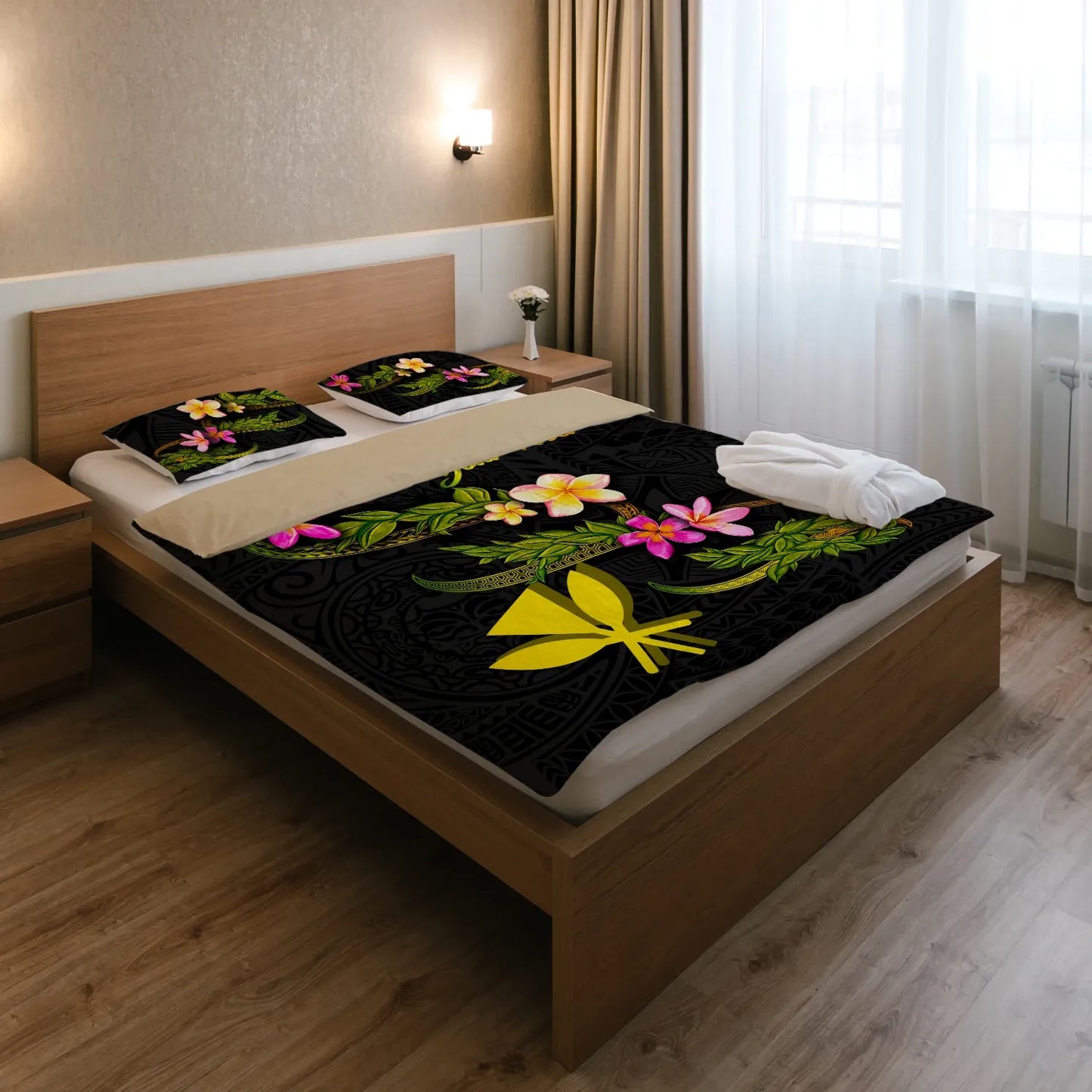 Hawaii Polynesian Custom Personalised Bedding Set - Plumeria Tribal