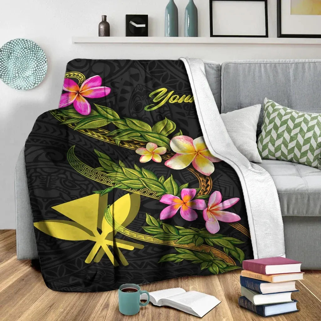 Hawaii Polynesian Custom Personalised Blanket - Plumeria Tribal