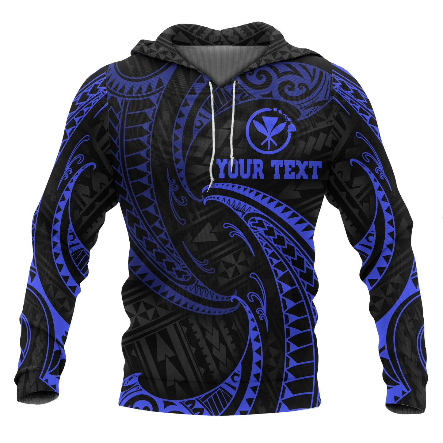 Hawaii Polynesian Custom Personalised Hoodie - Blue Tribal Wave