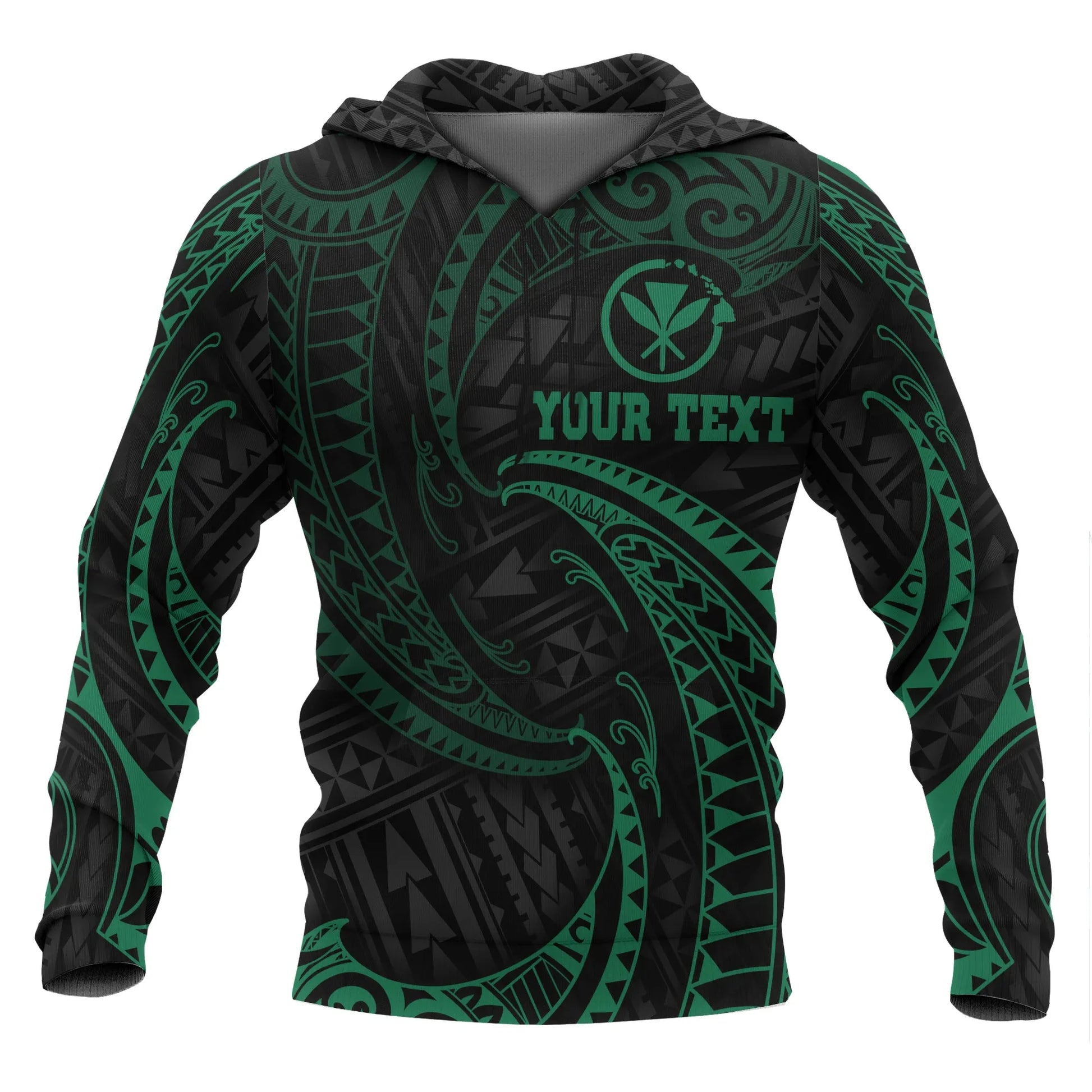 Hawaii Polynesian Custom Personalised Hoodie - Green Tribal Wave