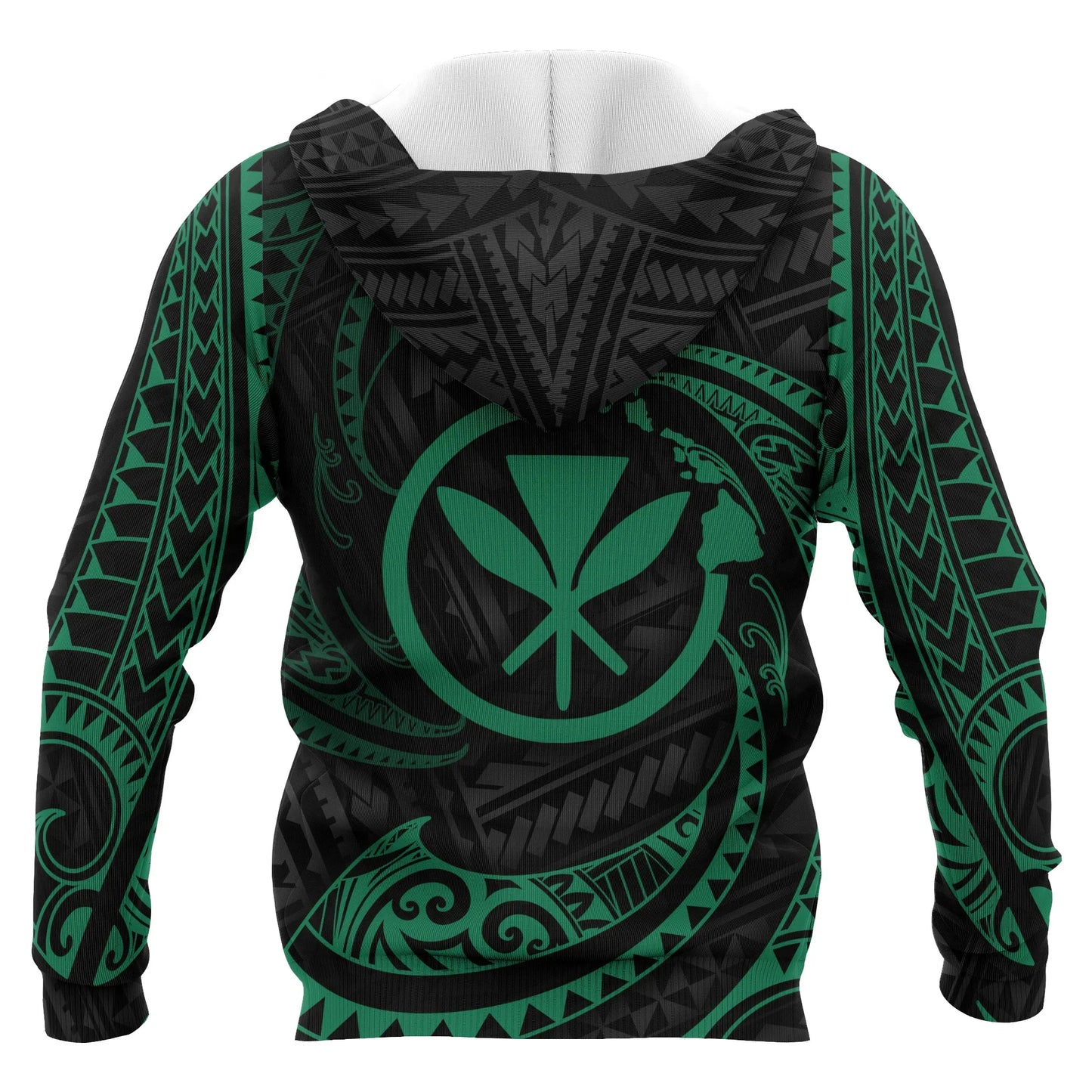 Hawaii Polynesian Custom Personalised Hoodie - Green Tribal Wave