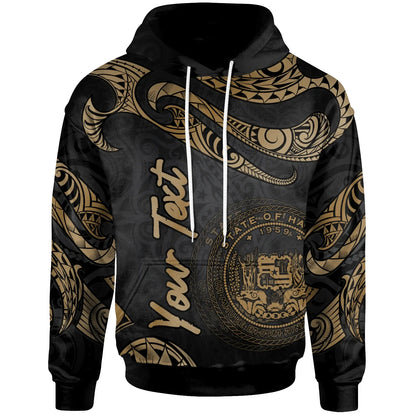 Hawaii Polynesian Custom Personalised Hoodie - Poly Tattoo Gold Version