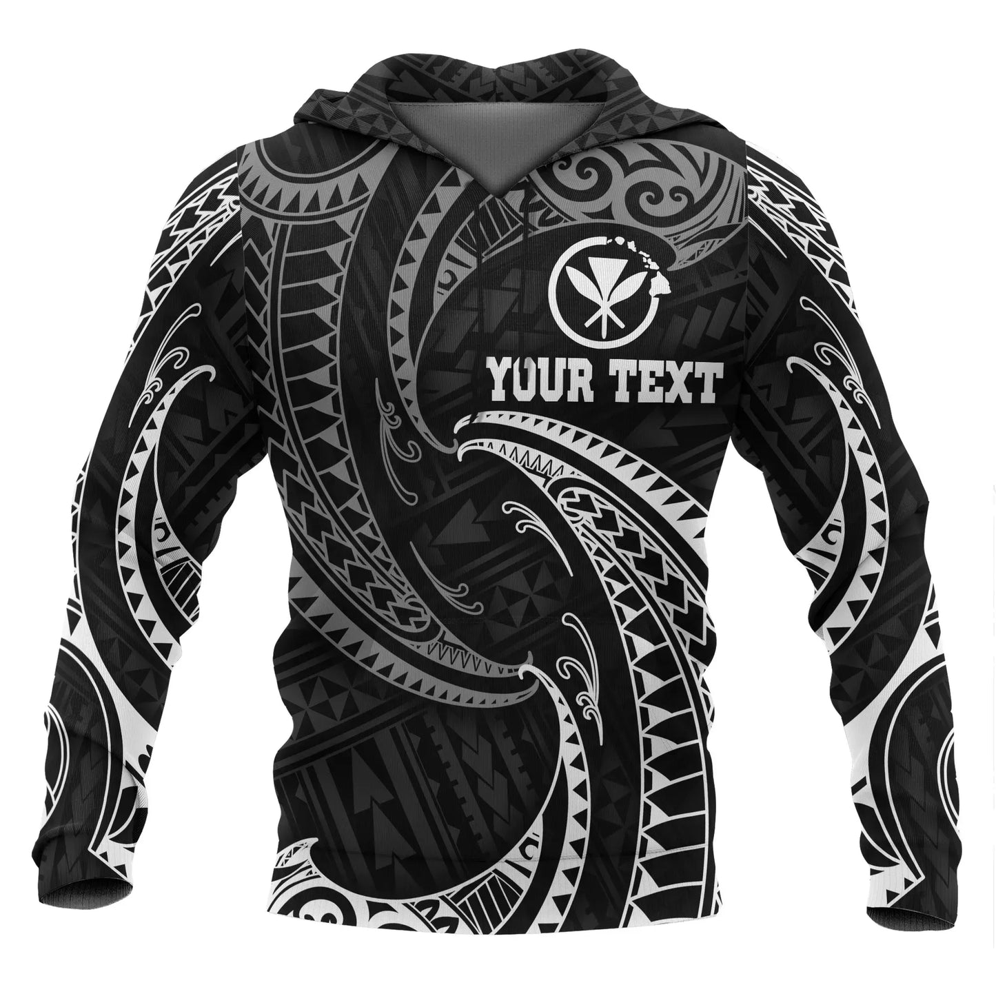 Hawaii Polynesian Custom Personalised Hoodie - White Tribal Wave