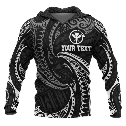 Hawaii Polynesian Custom Personalised Hoodie - White Tribal Wave
