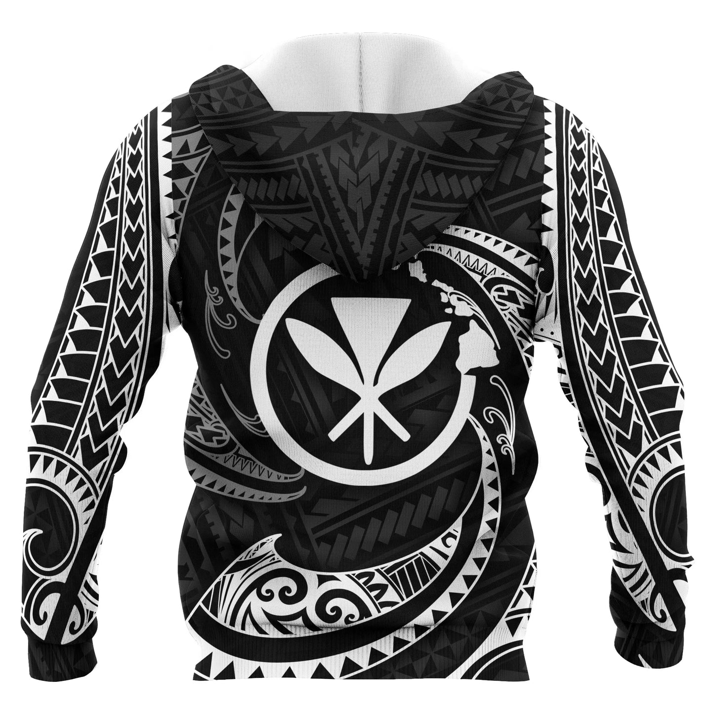 Hawaii Polynesian Custom Personalised Hoodie - White Tribal Wave
