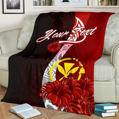 Hawaii Polynesian Custom Personalised Premium Blanket - Coat Of Arm With Hibiscus
