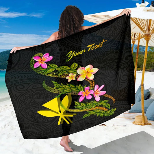 Hawaii Polynesian Custom Personalised Sarong - Plumeria Tribal