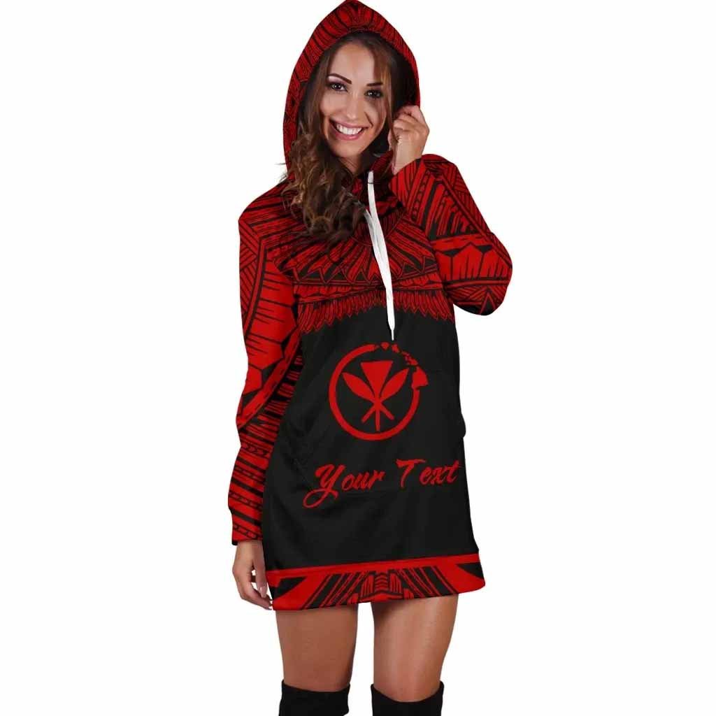 Hawaii Polynesian Custom Personalised Female Hoodie Dress - Hawaii Pride Red Version