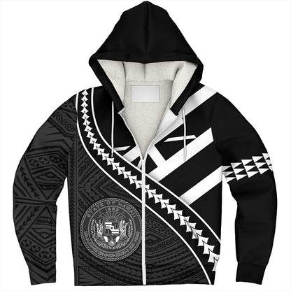 Hawaii Sherpa Hoodie Polynesian Flag Black Unique Style