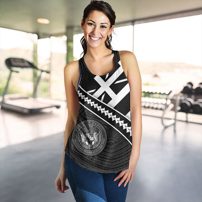 Hawaii Women Tank Polynesian Flag Black Unique Style