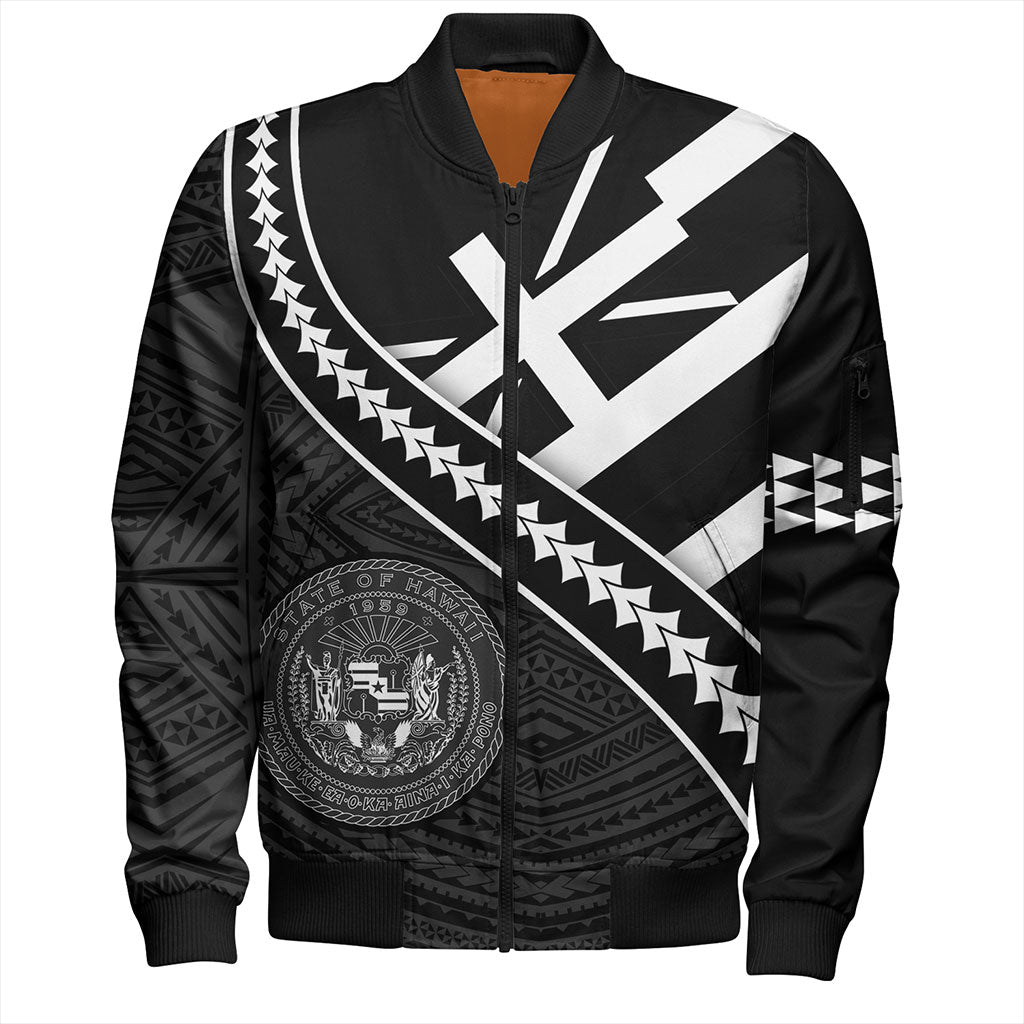 Hawaii Bomber Jacket Polynesian Flag Black Unique Style
