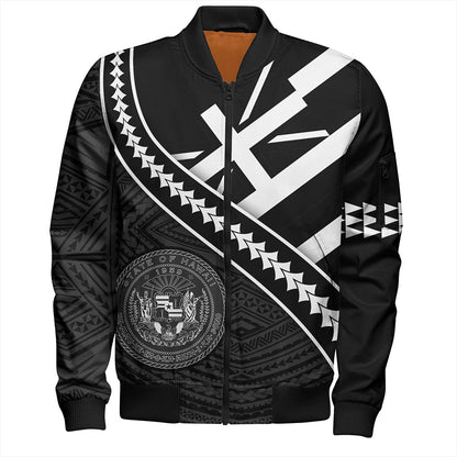 Hawaii Bomber Jacket Polynesian Flag Black Unique Style