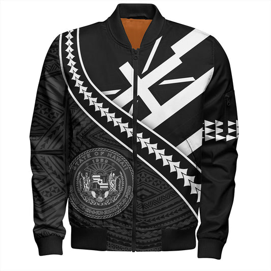 Hawaii Bomber Jacket Polynesian Flag Black Unique Style