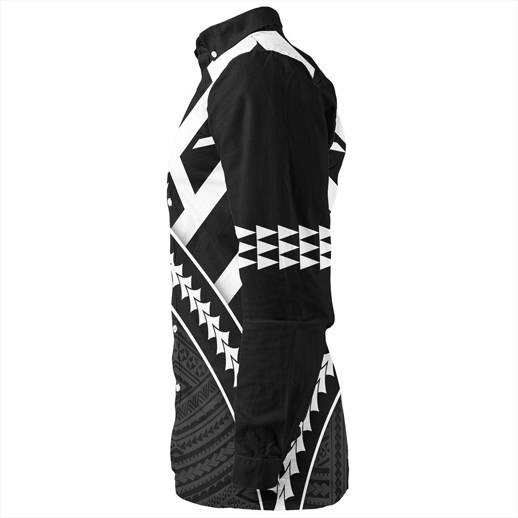 Hawaii Long Sleeve Shirt Polynesian Flag Black Unique Style