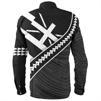 Hawaii Long Sleeve Shirt Polynesian Flag Black Unique Style