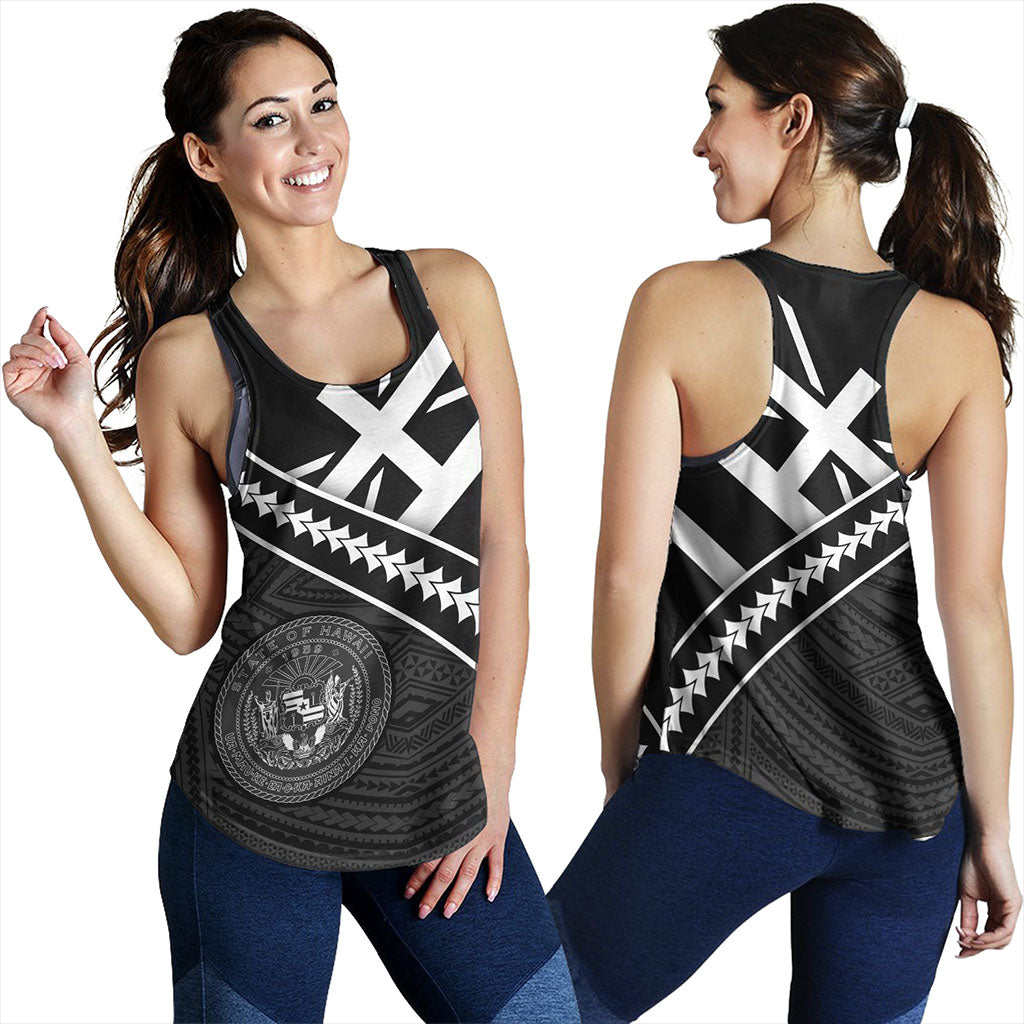 Hawaii Women Tank Polynesian Flag Black Unique Style