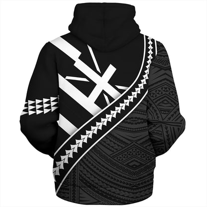 Hawaii Sherpa Hoodie Polynesian Flag Black Unique Style