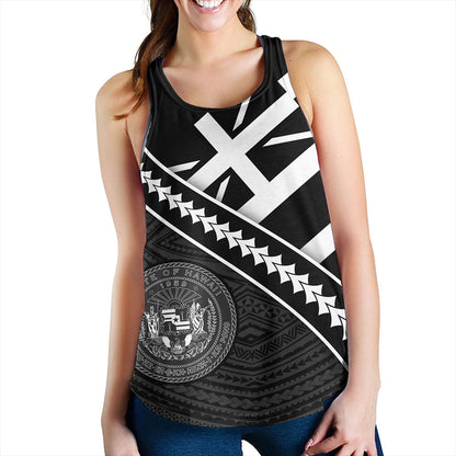 Hawaii Women Tank Polynesian Flag Black Unique Style