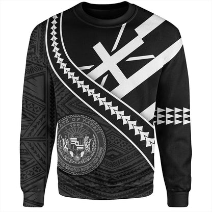 Hawaii Sweatshirt Polynesian Flag Black Unique Style