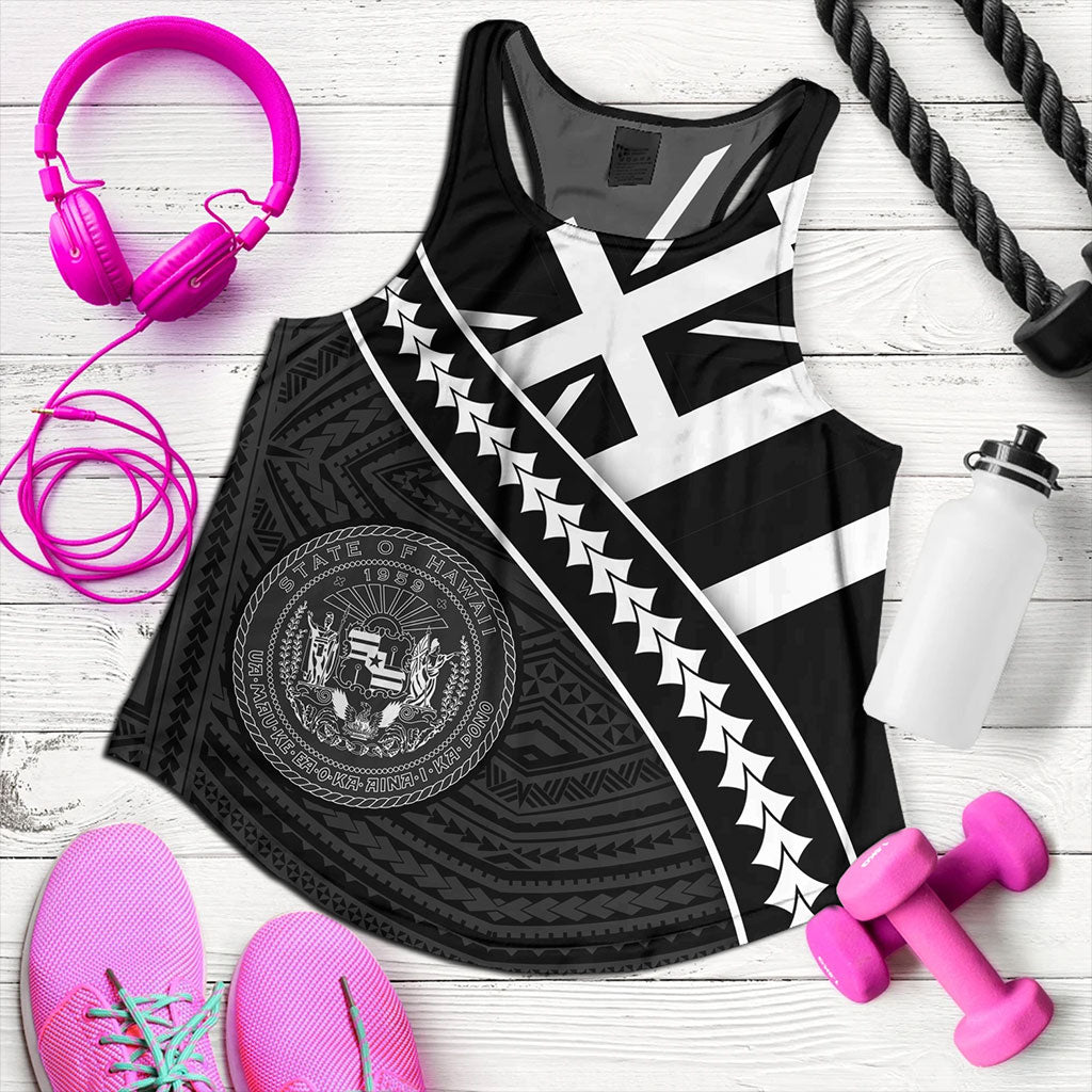 Hawaii Women Tank Polynesian Flag Black Unique Style