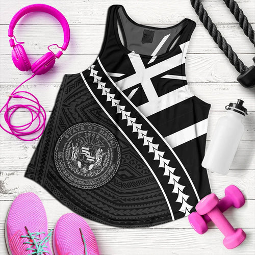 Hawaii Women Tank Polynesian Flag Black Unique Style