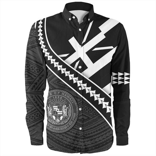 Hawaii Long Sleeve Shirt Polynesian Flag Black Unique Style