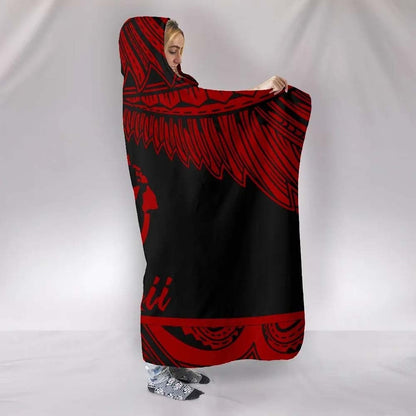 Hawaii Polynesian Hooded Blanket - Hawaii Pride Red Version