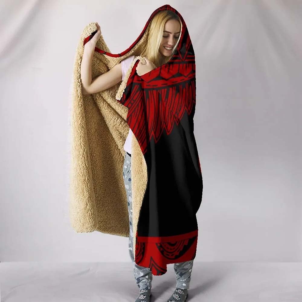 Hawaii Polynesian Hooded Blanket - Hawaii Pride Red Version