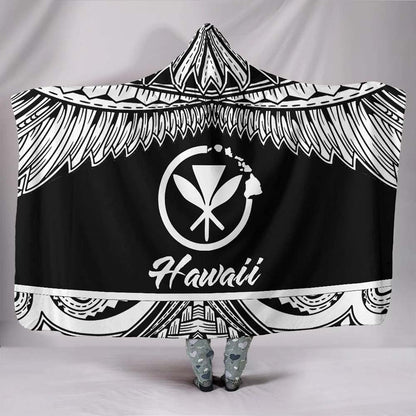 Hawaii Polynesian Hooded Blanket - Hawaii Pride White Version