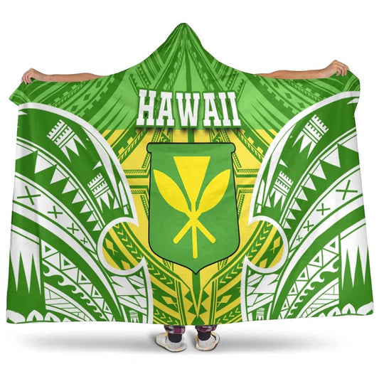 Hawaii Polynesian Hooded Blanket - Hawaiian Pattern With Seal