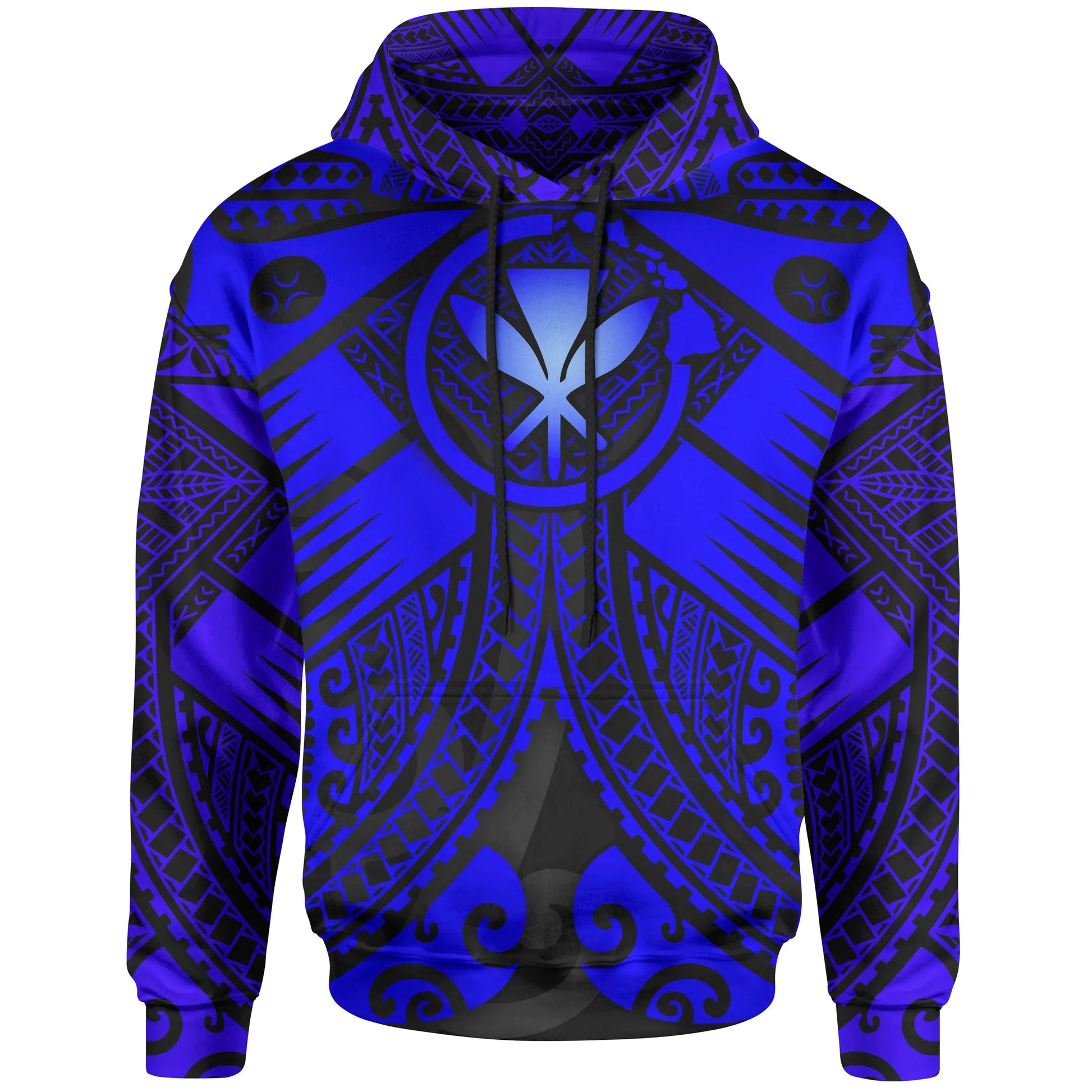Hawaii Polynesian Hoodie - Blue Kanaka Maoli Map