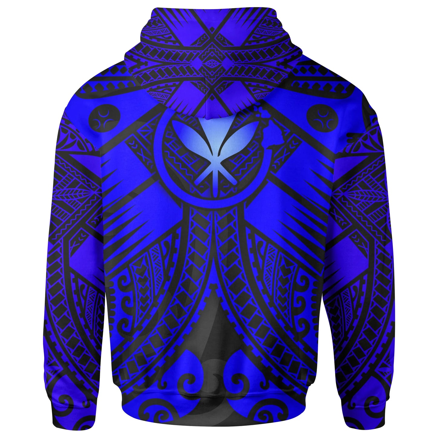 Hawaii Polynesian Hoodie - Blue Kanaka Maoli Map