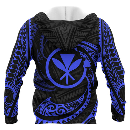 Hawaii Polynesian Hoodie - Blue Tribal Wave